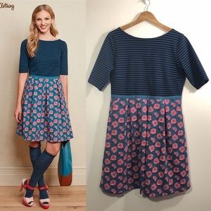 Matilda Jane Striped Roses A-Line Fit Flare Dress